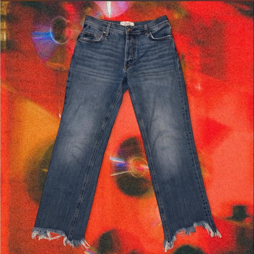 Free people straight leg frayed jeans